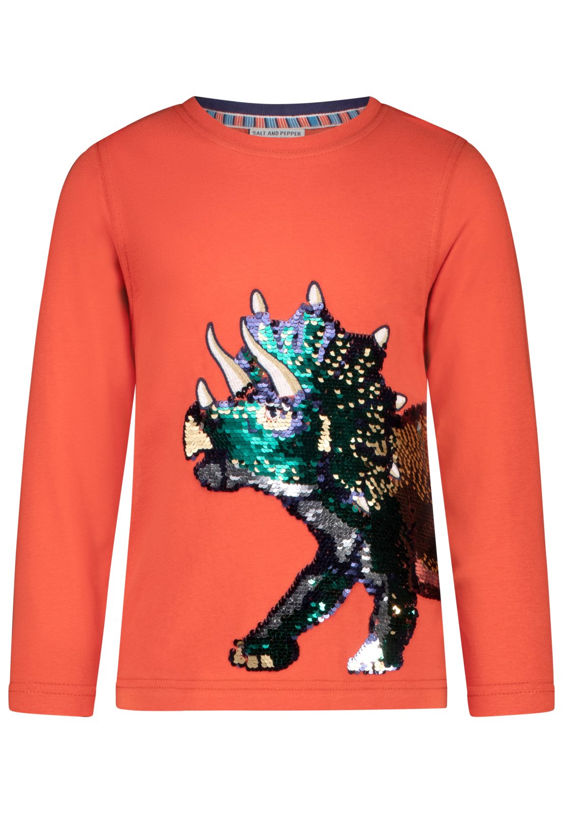 Salt and Pepper Shirt Dinosaurier Wendepailletten rust red