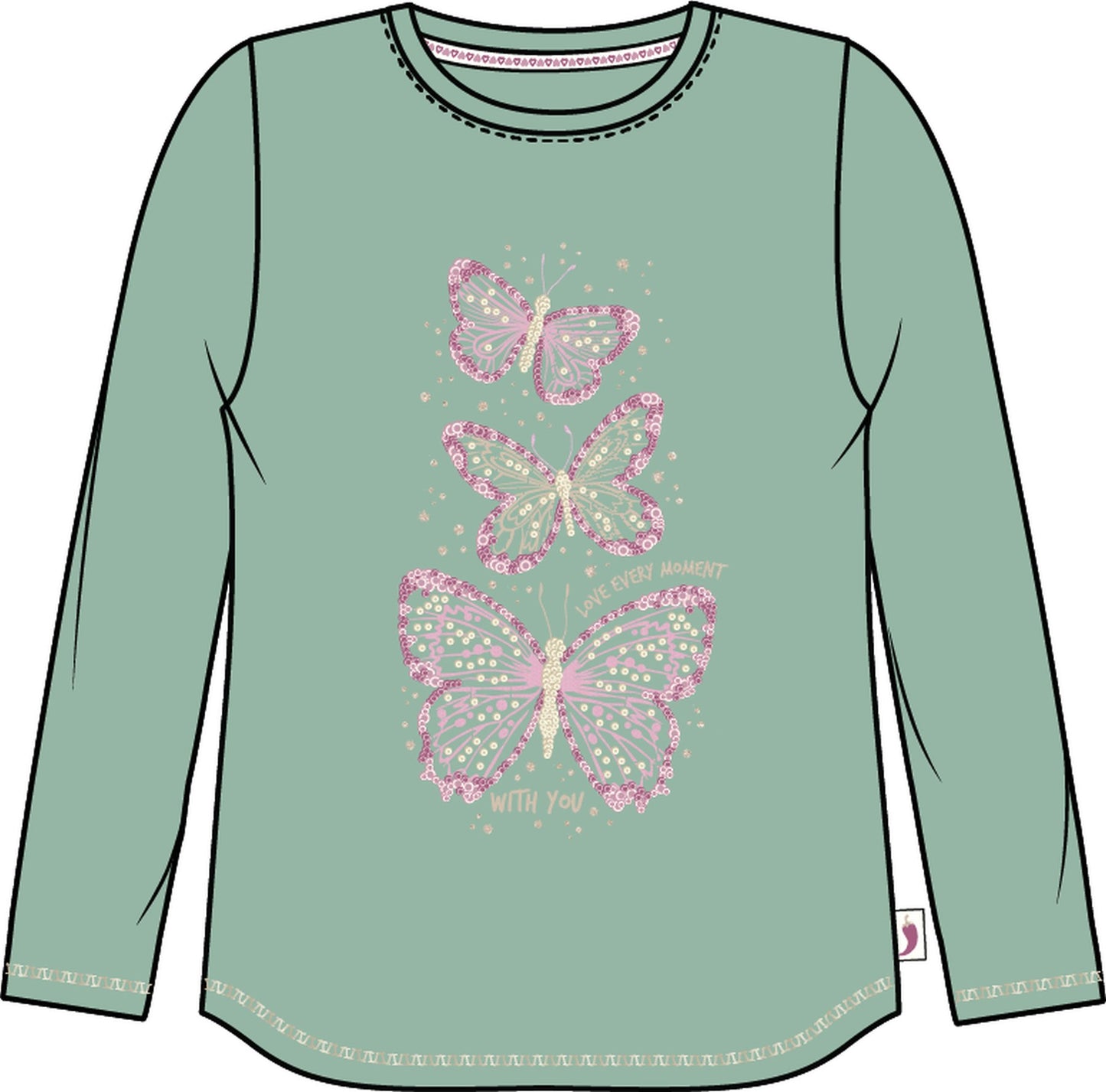 Salt and Pepper Shirt Schmetterlinge smoke green