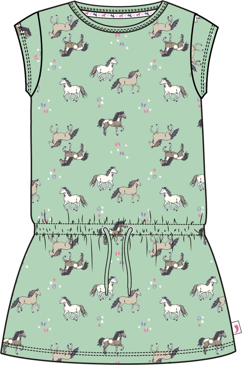 Salt and Pepper Shirtkleid Pferde allover spring green - Musterteil