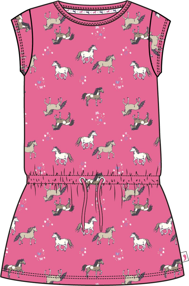 Salt and Pepper Shirtkleid Pferde allover shocking pink - Musterteil