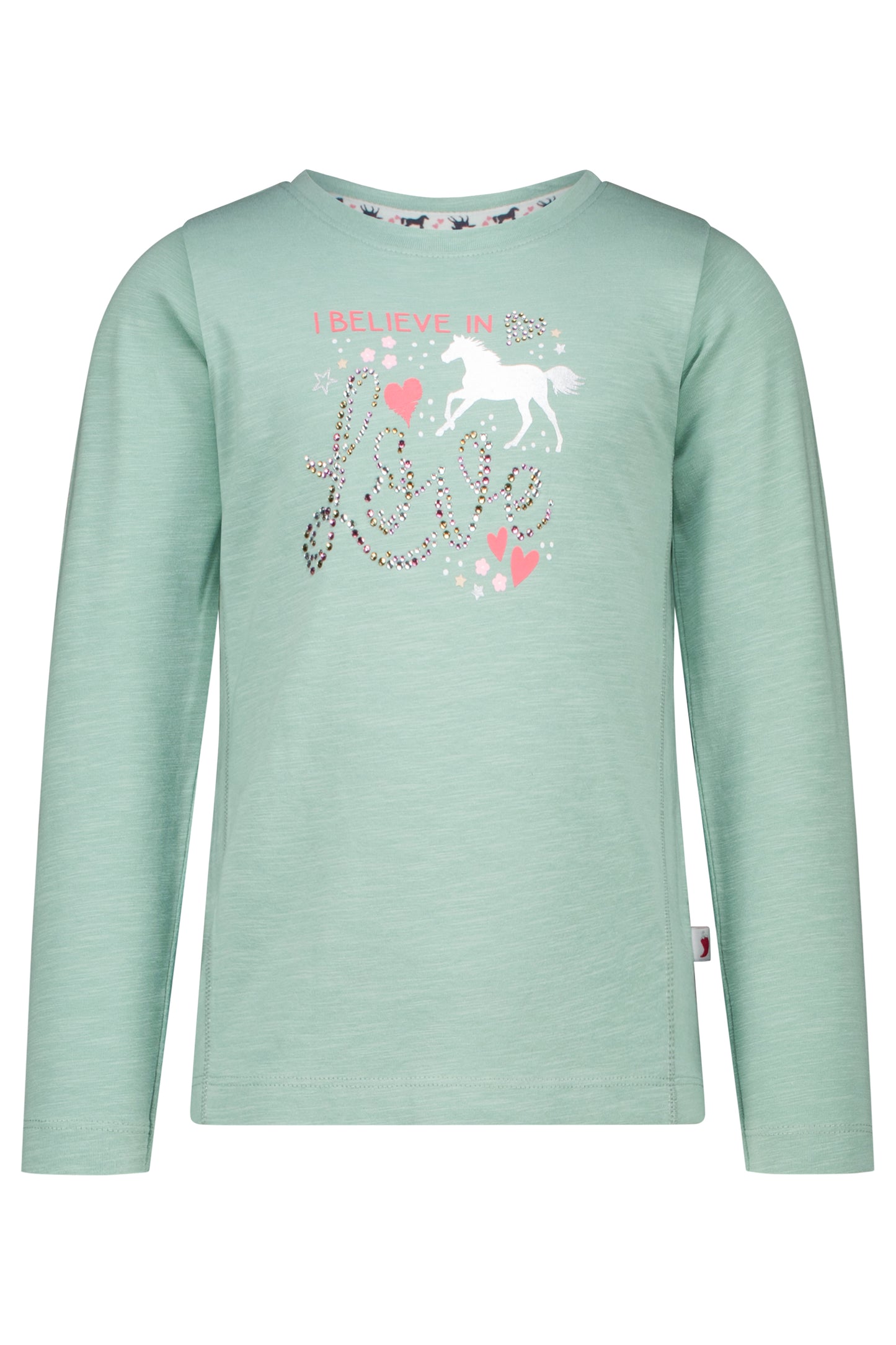 Salt and Pepper Langarmshirt Pferd Believe in love balsamgreen - Musterteil