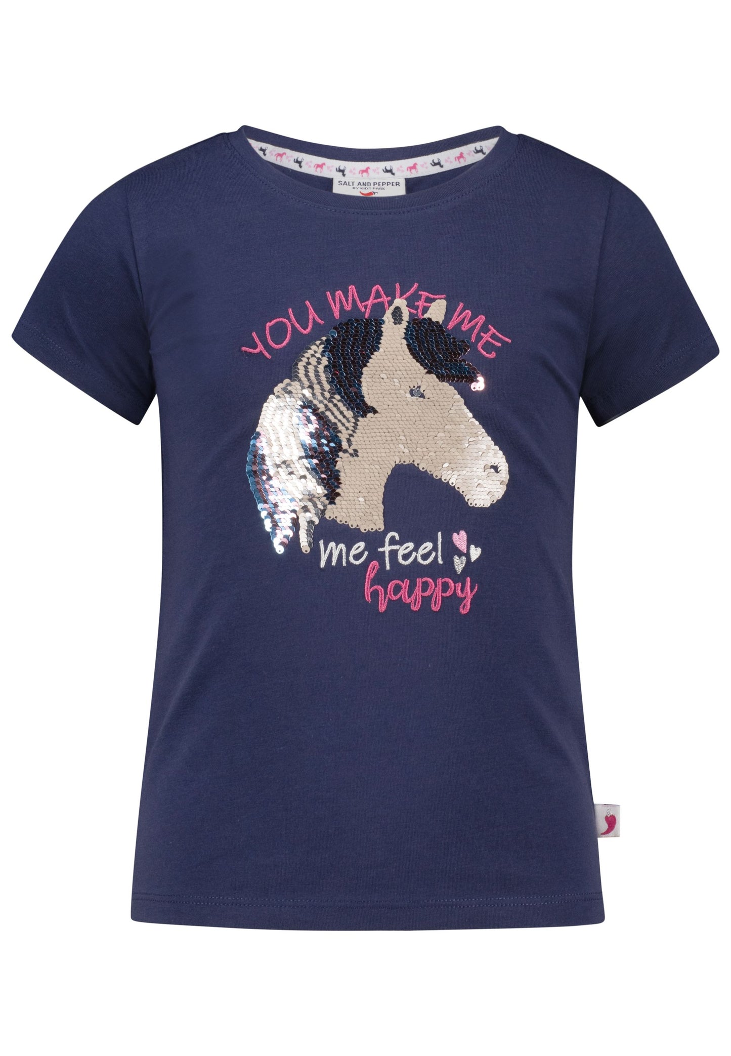Salt and Pepper T-Shirt Pferdekopf Wendepailletten true navy