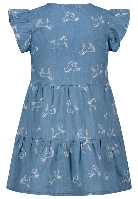 Salt and Pepper Jeanskleid Pferde allover mid blue - Musterteil