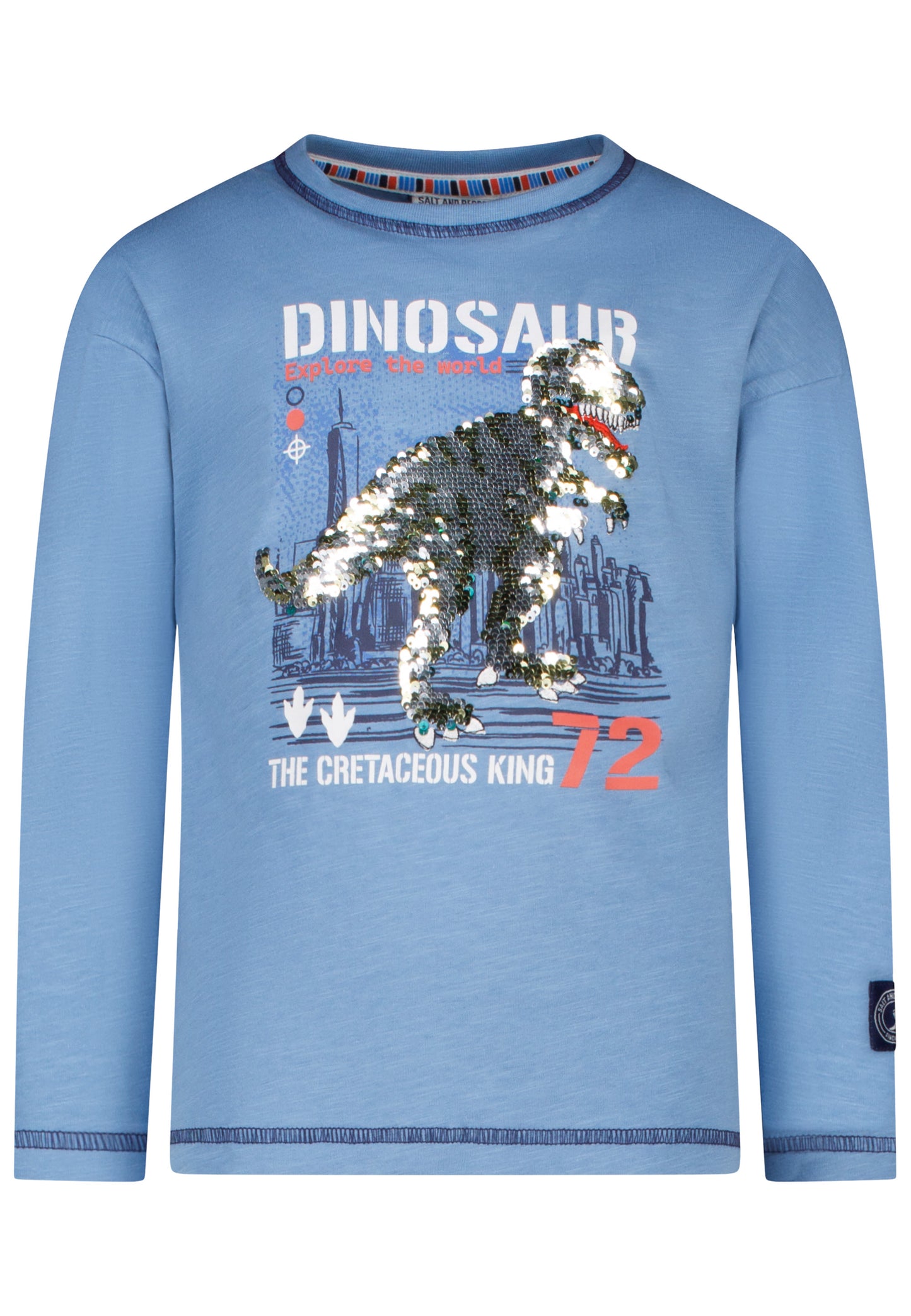 Salt and Pepper Shirt Dino Wendepailletten skyway blue - Mustereil