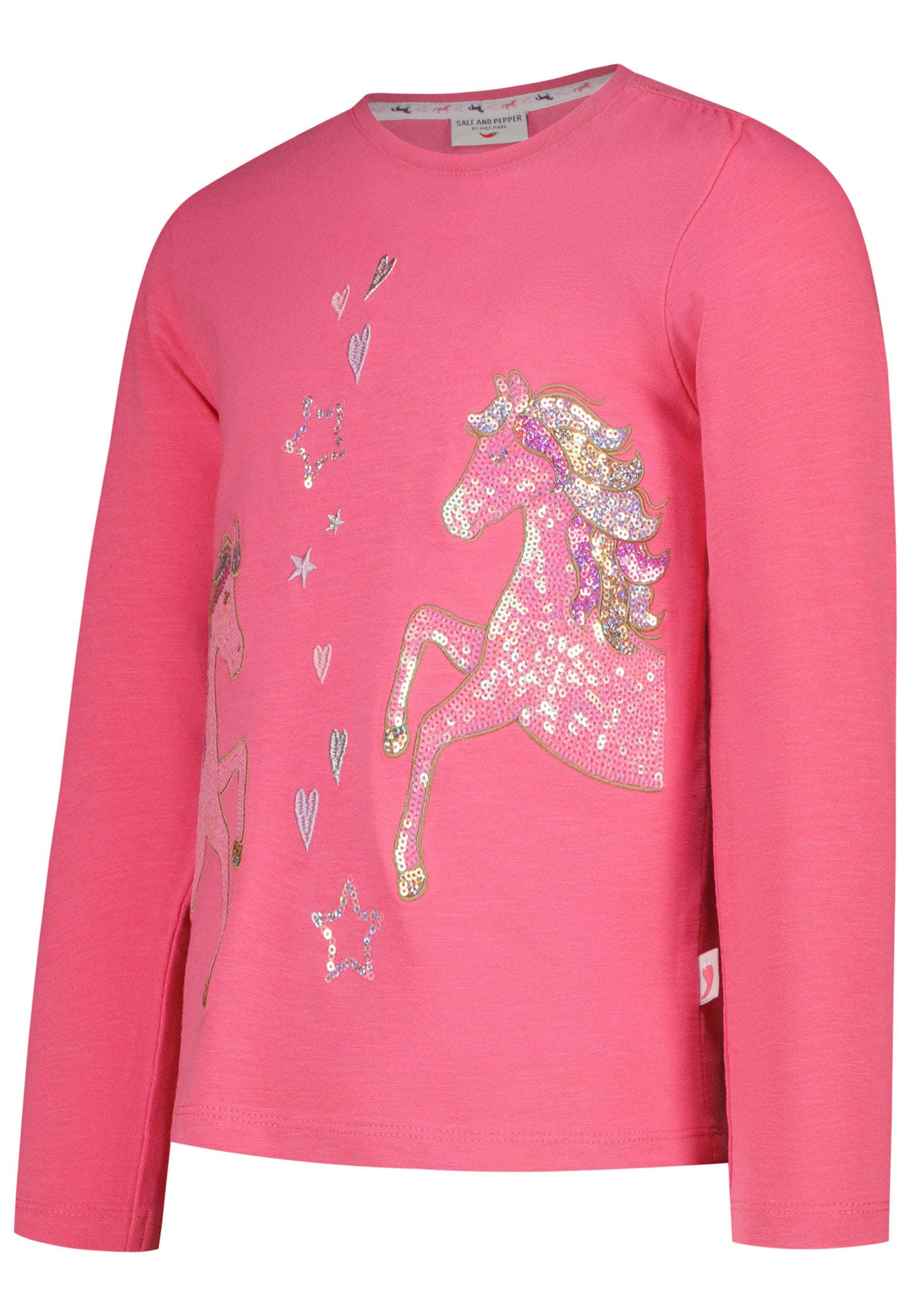 Salt and Pepper Shirt 2 Pferde Pailletten shocking pink - Musterteil