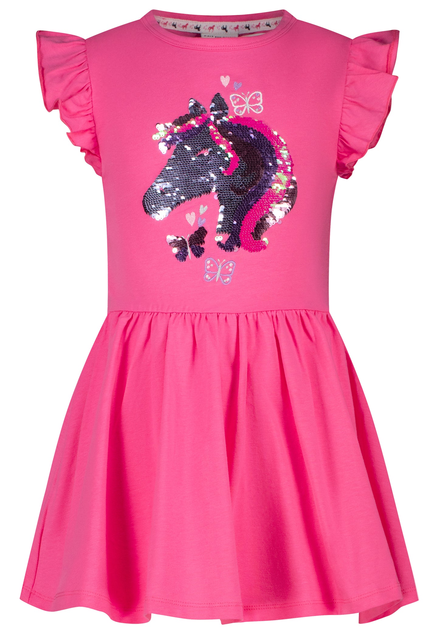 Salt and Pepper Shirtkleid Pferdkopf Wendepailletten shocking pink - Musterteil