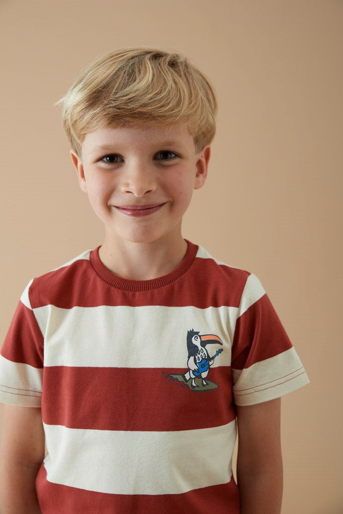 STURDY T-Shirt Happy Rio Blockstreifen brique
