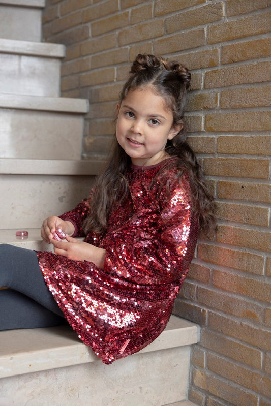 JUBEL Paillettenkleid Queen of Hearts bordeaux