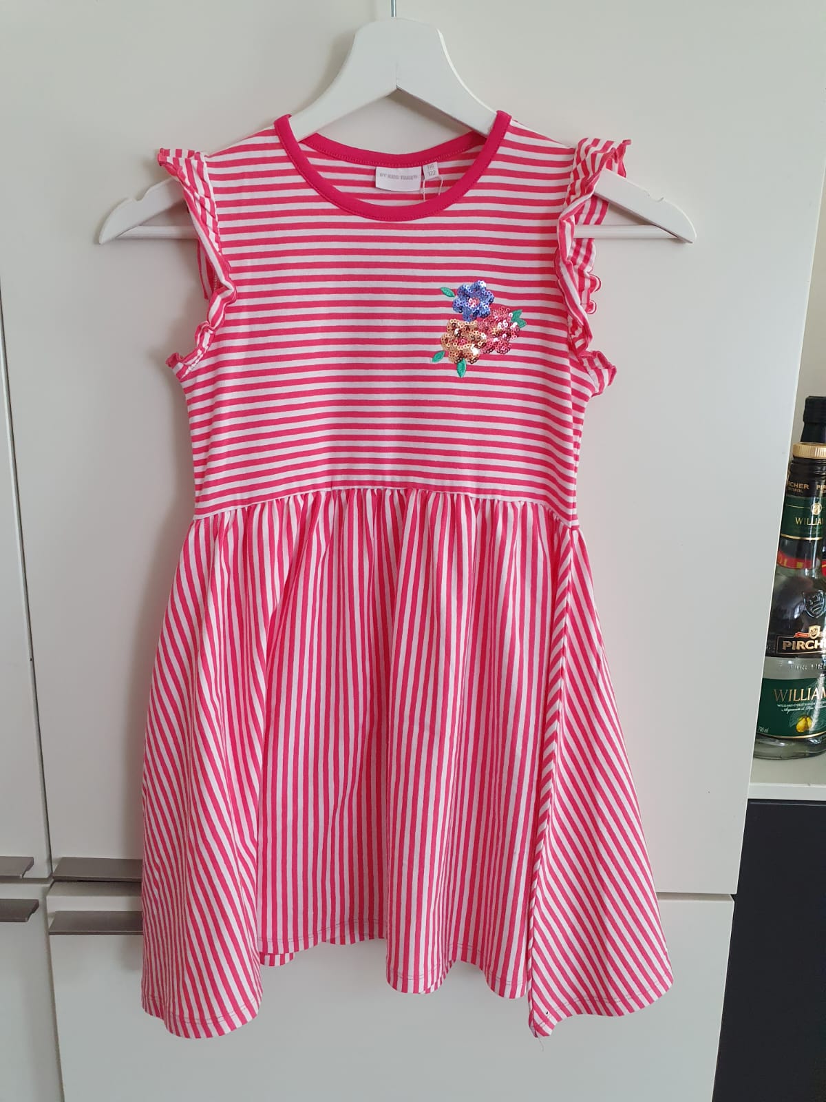 Topo Shirtkleid Paillettenblumen ringel pink - Musterteil