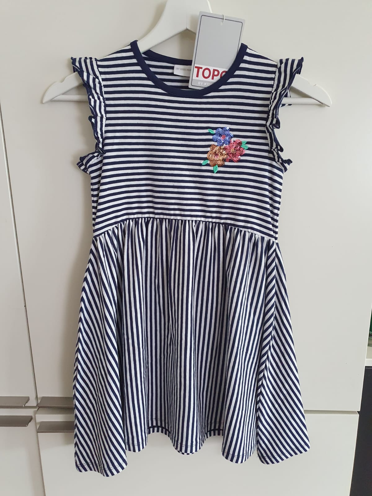 Topo Shirtkleid Paillettenblumen ringel true navy - Musterteil