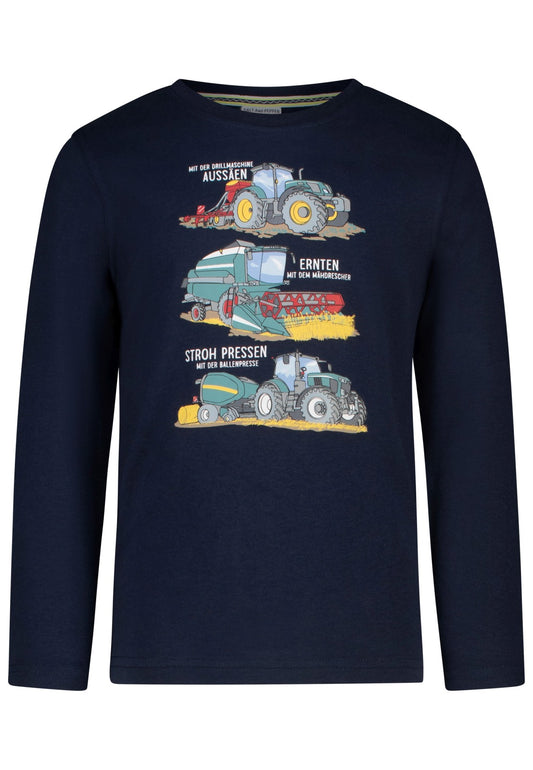 Salt and Pepper Shirt Traktor Erntearbeit dark blue