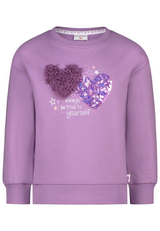 Salt and Pepper Sweatshirt Glitzerherz Tüll very grape