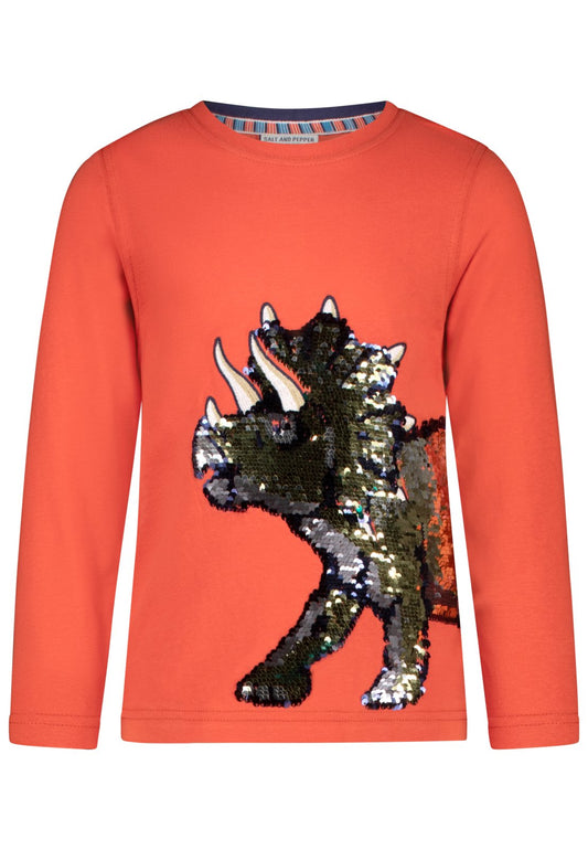 Salt and Pepper Shirt Dinosaurier Wendepailletten rust red