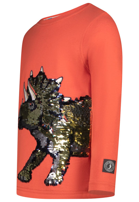 Salt and Pepper Shirt Dinosaurier Wendepailletten rust red