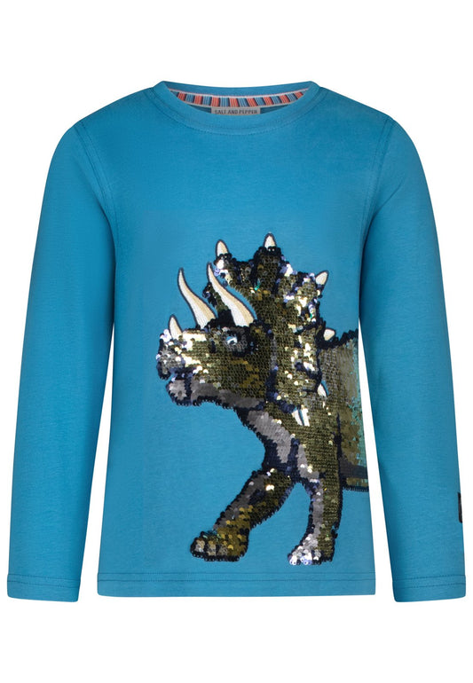 Salt and Pepper Shirt Dinosaurier Wendepailletten lagoon blue