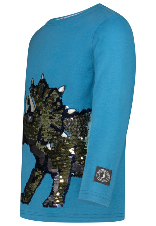 Salt and Pepper Shirt Dinosaurier Wendepailletten lagoon blue