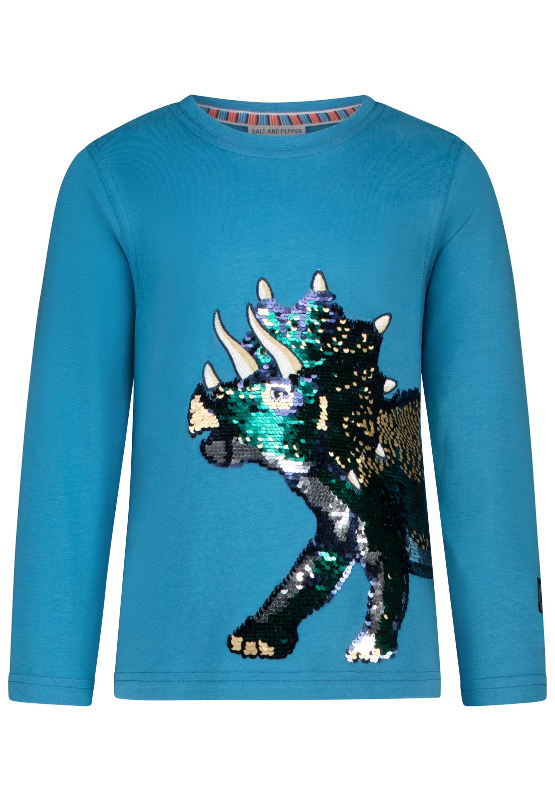 Salt and Pepper Shirt Dinosaurier Wendepailletten lagoon blue