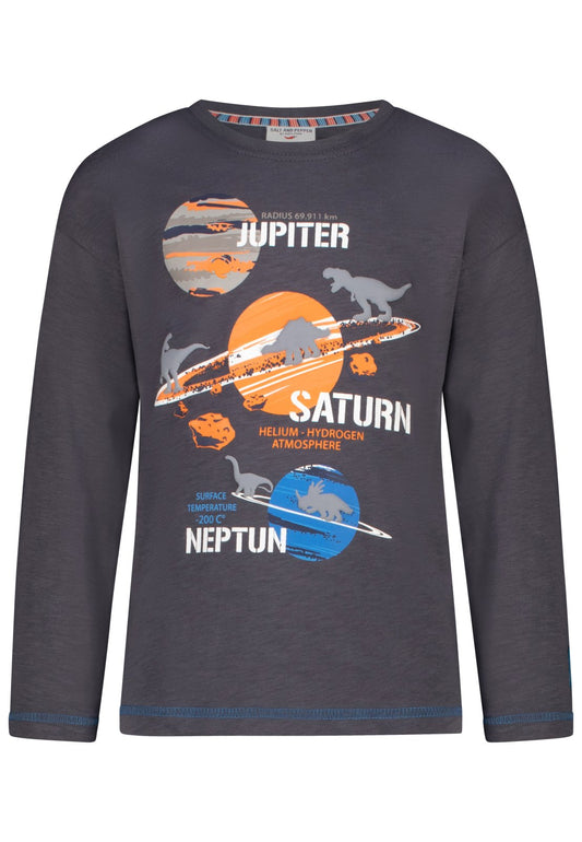 Salt and Pepper Shirt Planeten / Dinosaurier graphite