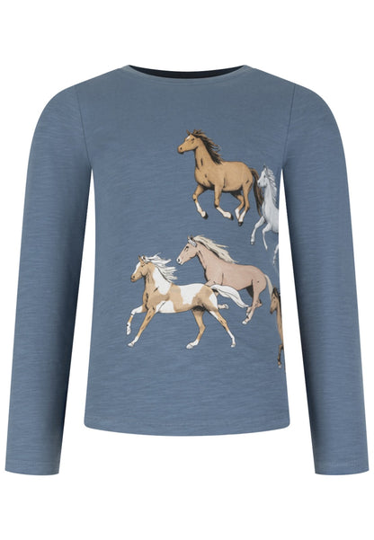 Salt and Pepper Shirt Pferde Herde dove blue