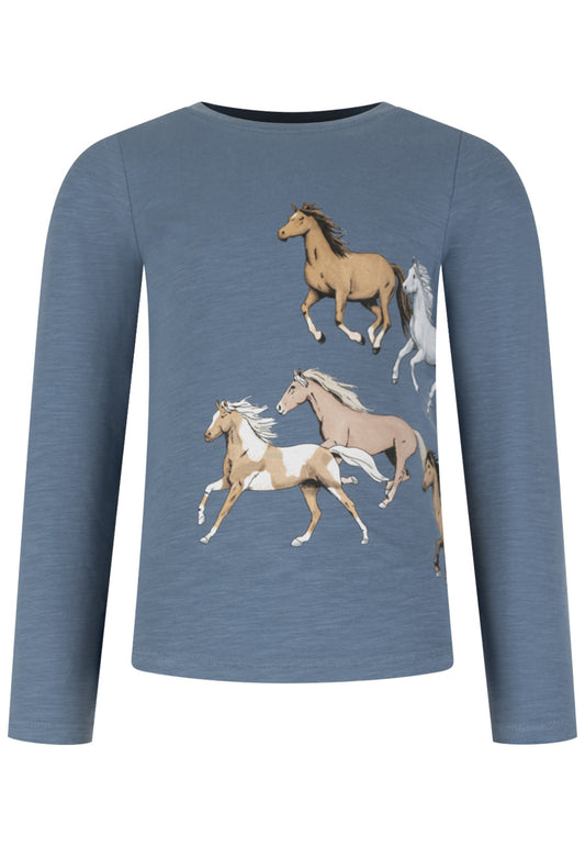 Salt and Pepper Shirt Pferde Herde dove blue