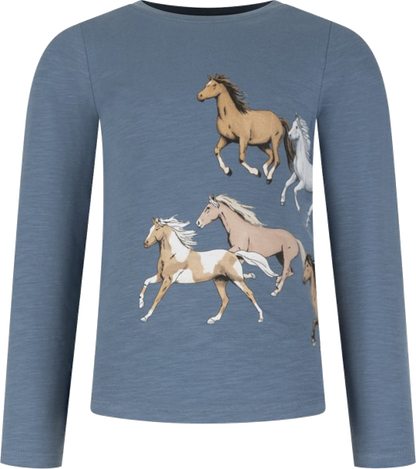 Salt and Pepper Shirt Pferde Herde dove blue