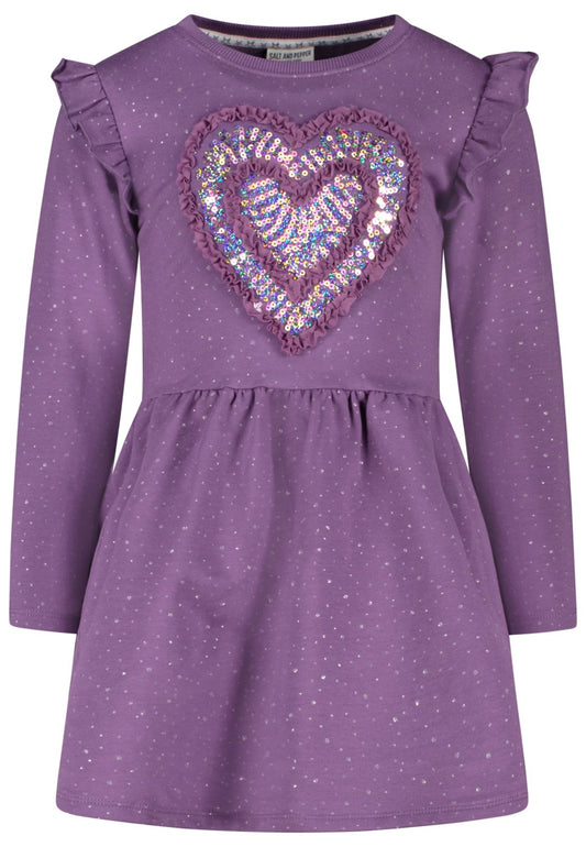 Salt and Pepper Shirtkleid Glitzerherz Tüll very grape