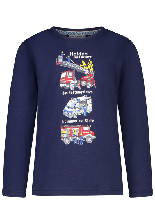Salt and Pepper Shirt Feuerwehr Rettungsteam true navy