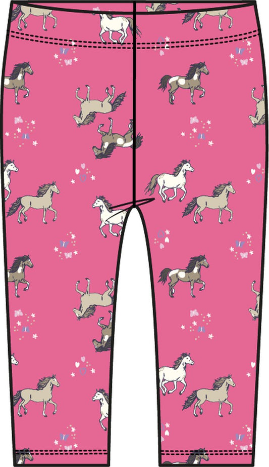 Salt and Pepper Caprilegging Pferde allover shocking pink - Musterteil