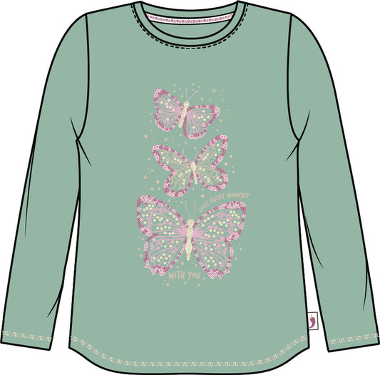 Salt and Pepper Shirt Schmetterlinge smoke green