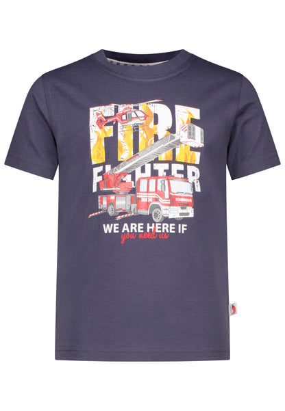 Salt and Pepper T-Shirt Feuerwehr Rückenprint steel grey