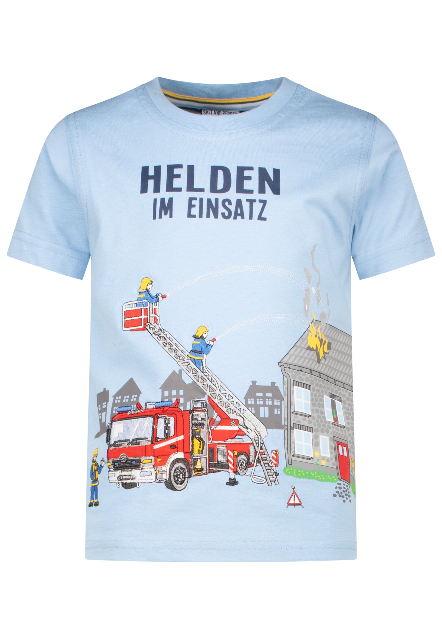 Salt and Pepper T-Shirt Feuerwehr Helden faded blue