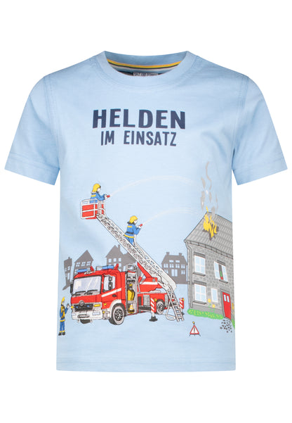 Salt and Pepper T-Shirt Feuerwehr Helden faded blue