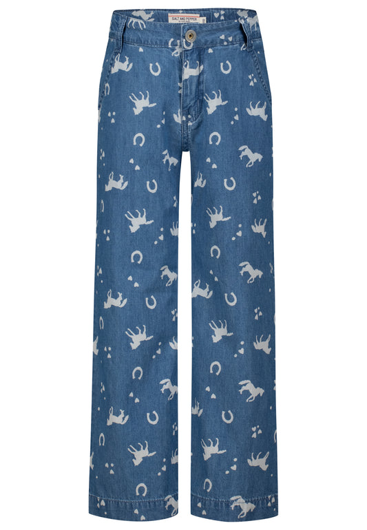 Salt and Pepper Jeans Pferde allover mid blue - Musterteil