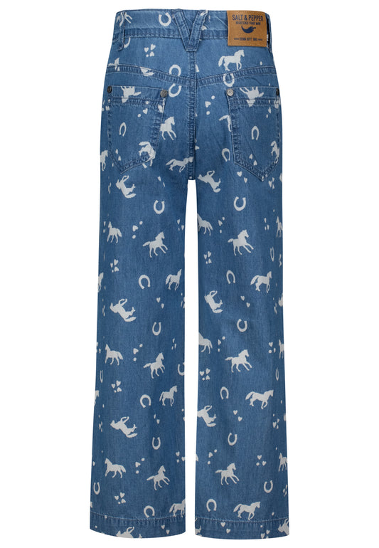 Salt and Pepper Jeans Pferde allover mid blue - Musterteil