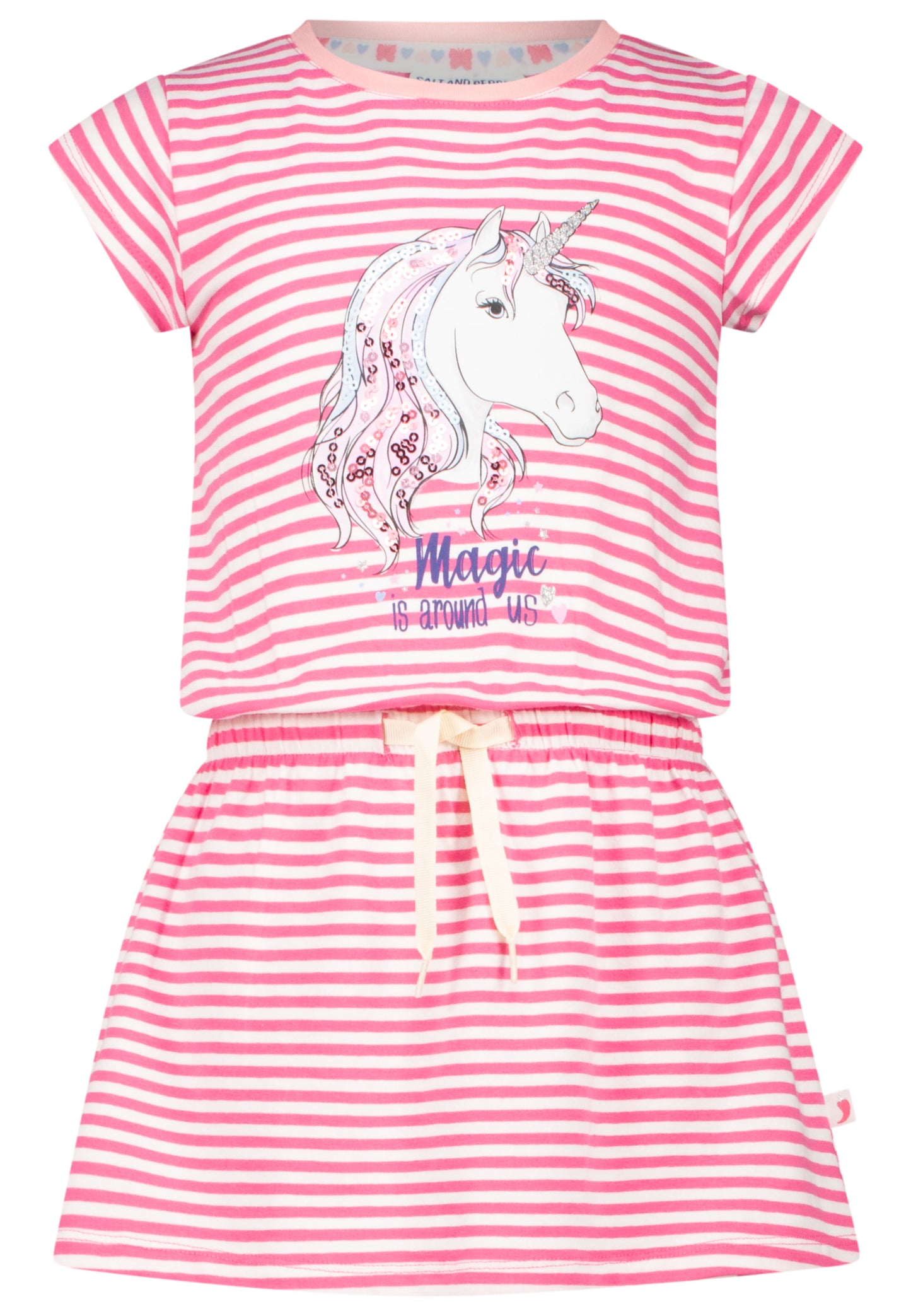 Salt and Pepper T-Shirtkleid Einhorn Streifen paradise pink