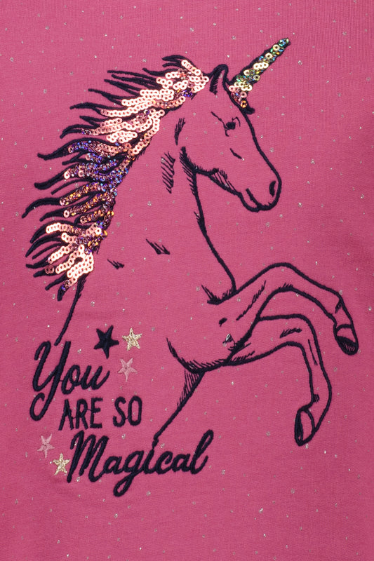 Salt and Pepper Sweatshirt Einhorn Glitzerpünktchen red violet - Musterteil