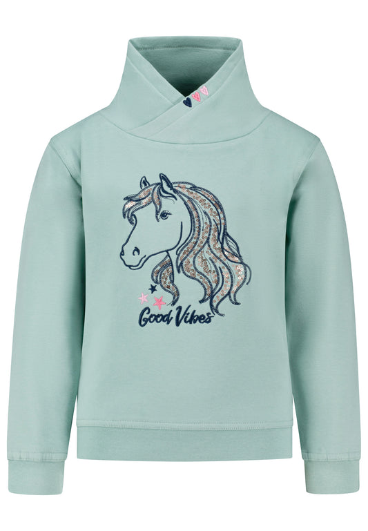 Salt and Pepper Sweatshirt Pferd Umschlagkragen smokegreen - Musterteil