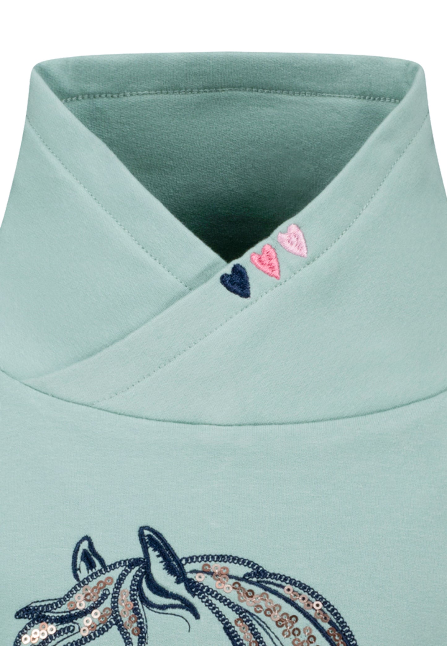 Salt and Pepper Sweatshirt Pferd Umschlagkragen smokegreen - Musterteil