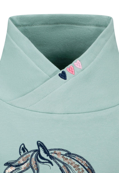 Salt and Pepper Sweatshirt Pferd Umschlagkragen smokegreen - Musterteil