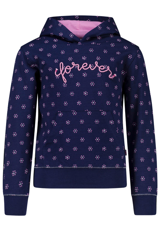 Salt and Pepper Kapuzensweat Blumen true navy