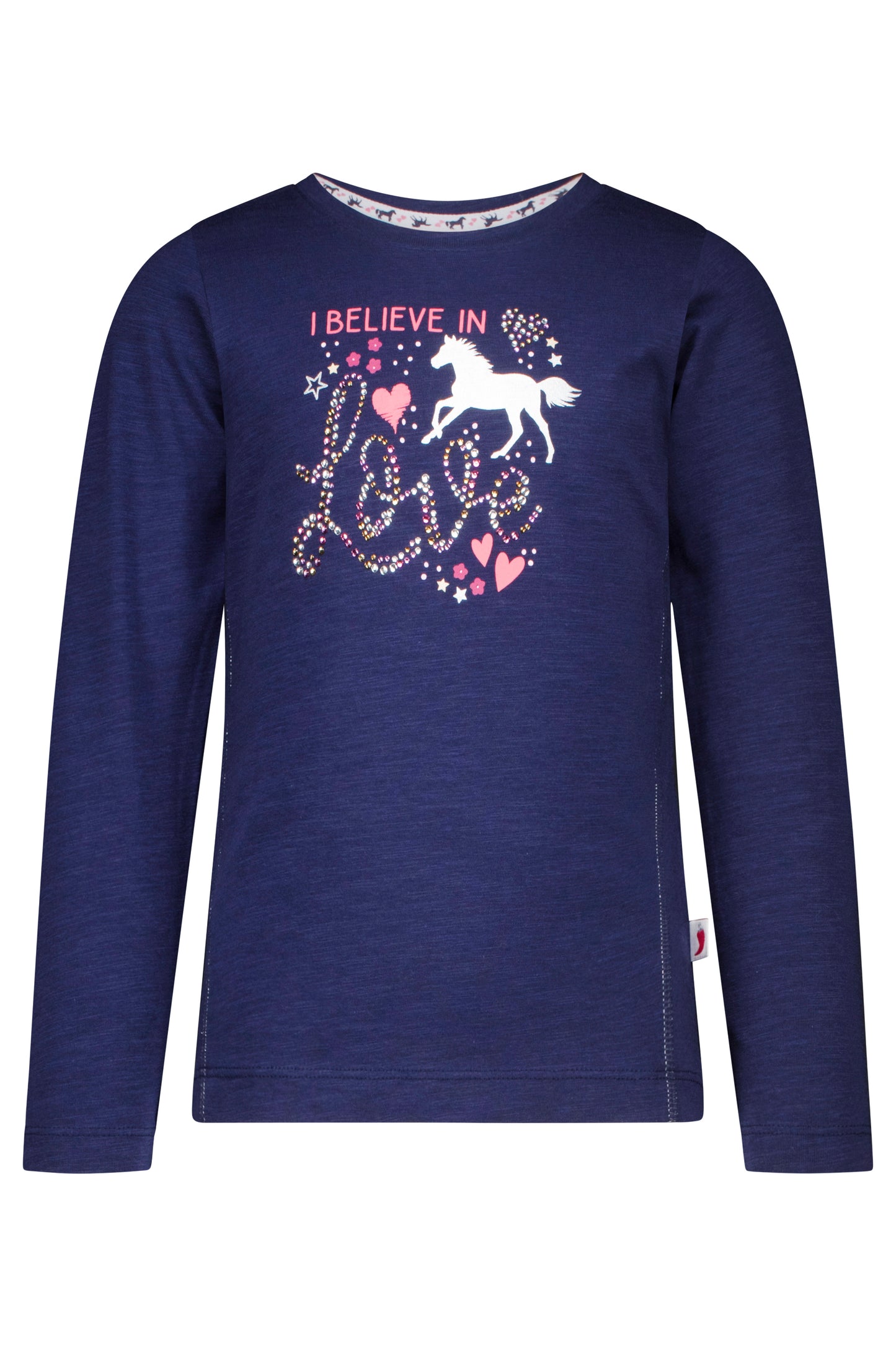 Salt and Pepper Langarmshirt Pferd Believe in love true navy - Musterteil