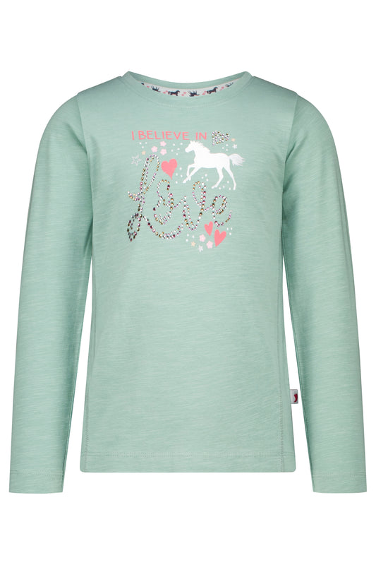 Langarmshirt Pferd Believe in love balsamgreen - Musterteil