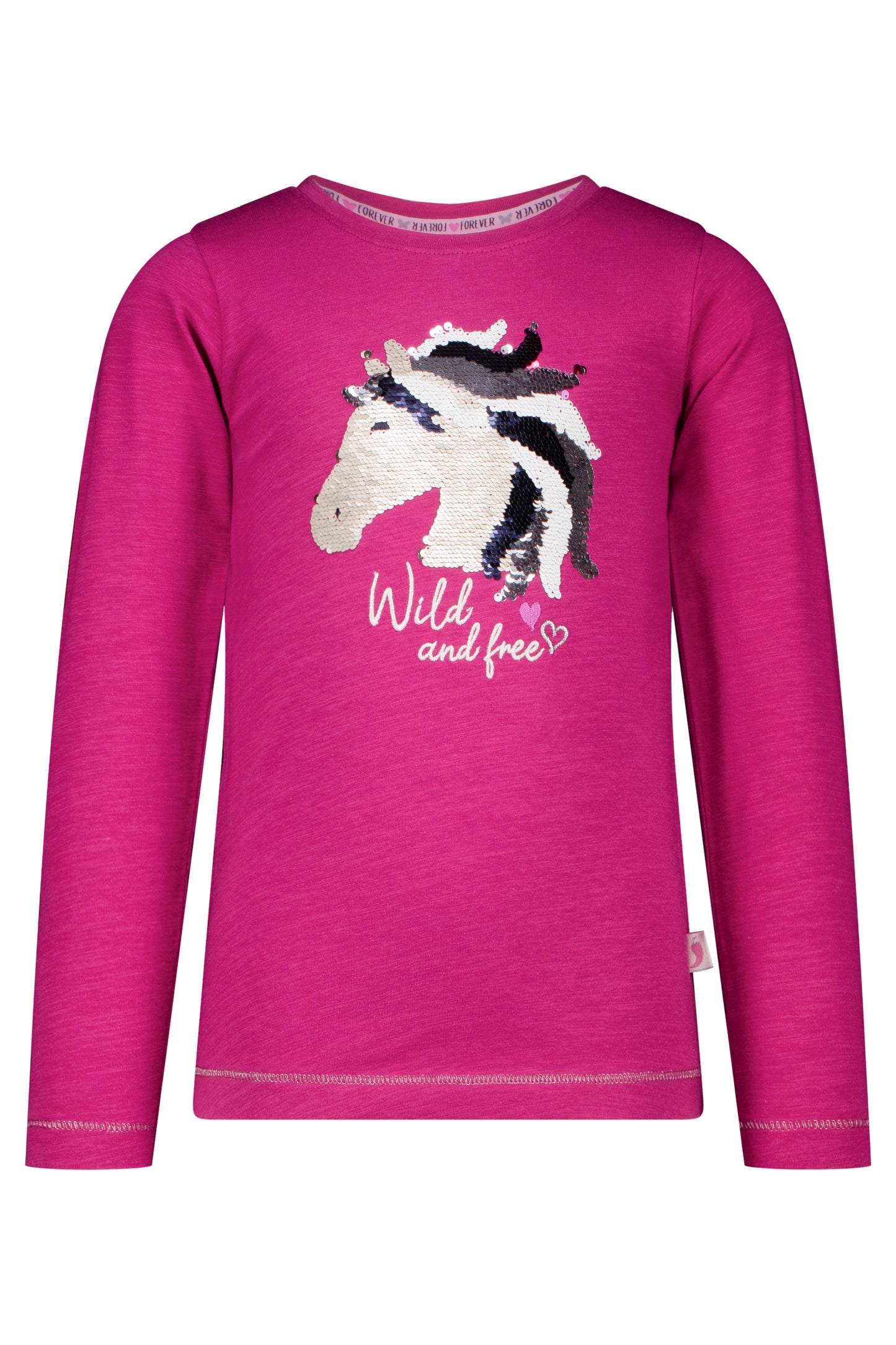 Salt and Pepper Langarmshirt Pferd Wendepailletten fuchsia - Musterteil
