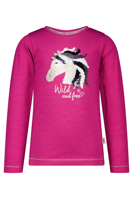 Salt and Pepper Langarmshirt Pferd Wendepailletten fuchsia - Musterteil