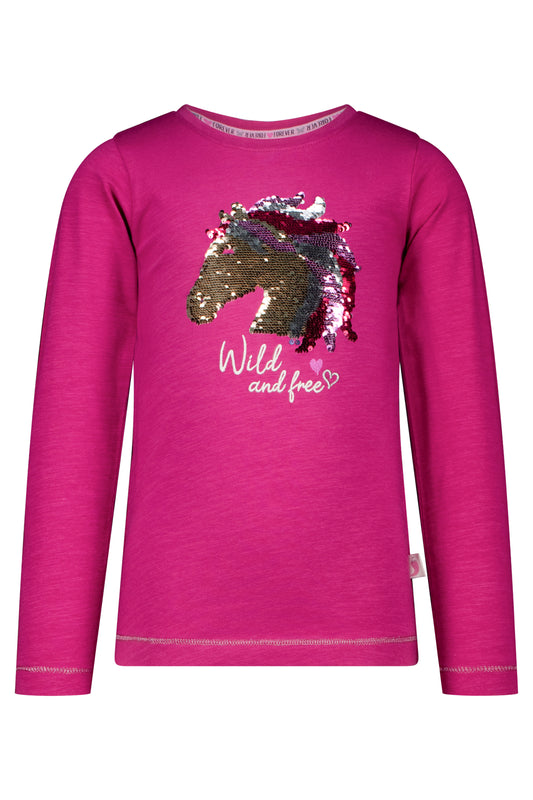 Salt and Pepper Langarmshirt Pferd Wendepailletten fuchsia - Musterteil