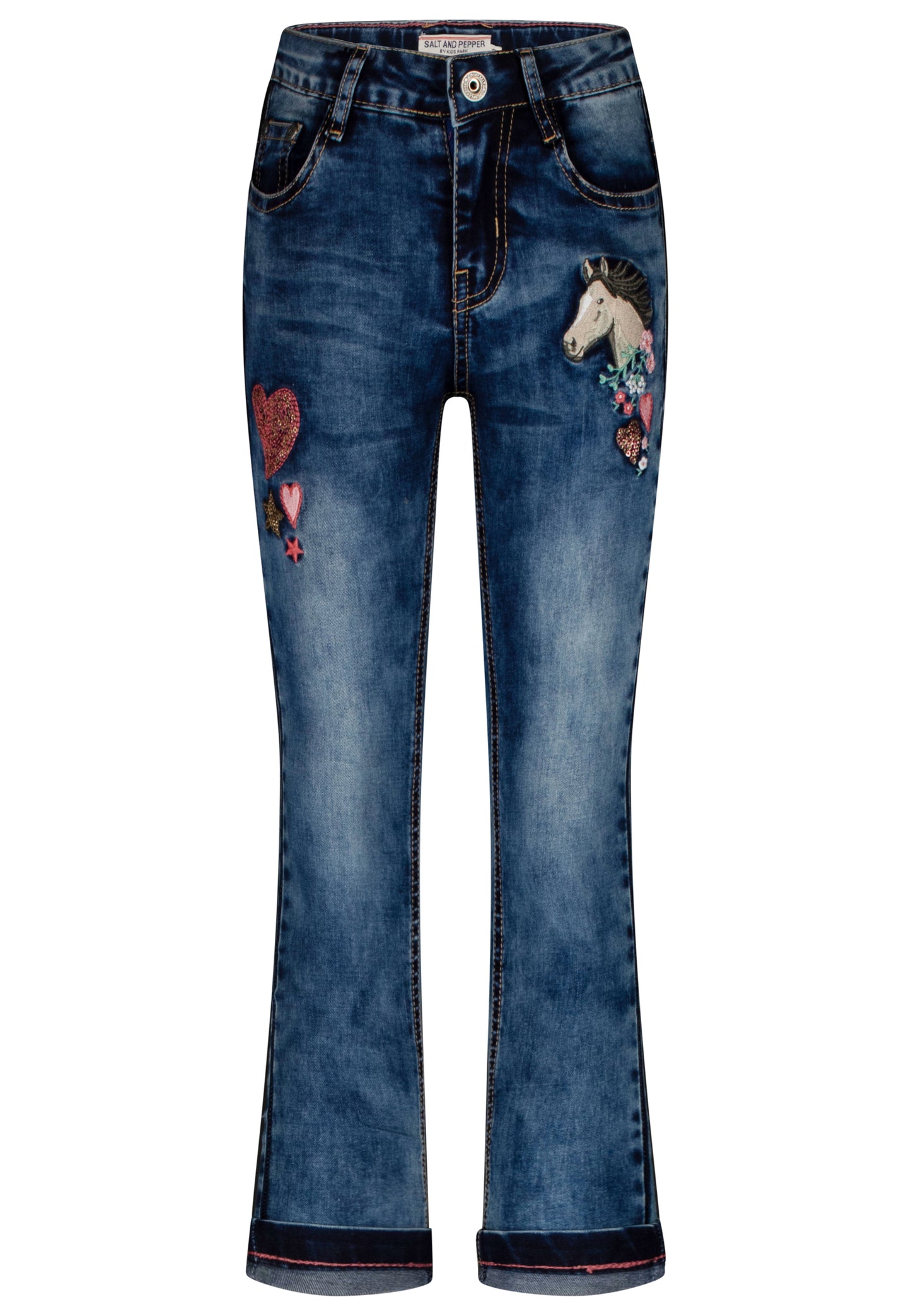 Salt and Pepper Jeans Pferd Herz mid blue - Musterteil