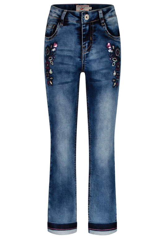 Salt and Pepper Jeans Blumen mid blue - Musterteil
