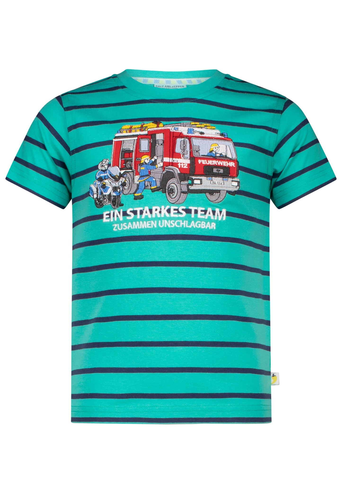 Salt and Pepper T-Shirt Feuerwehr Team Streifen fresh green - Musterteil