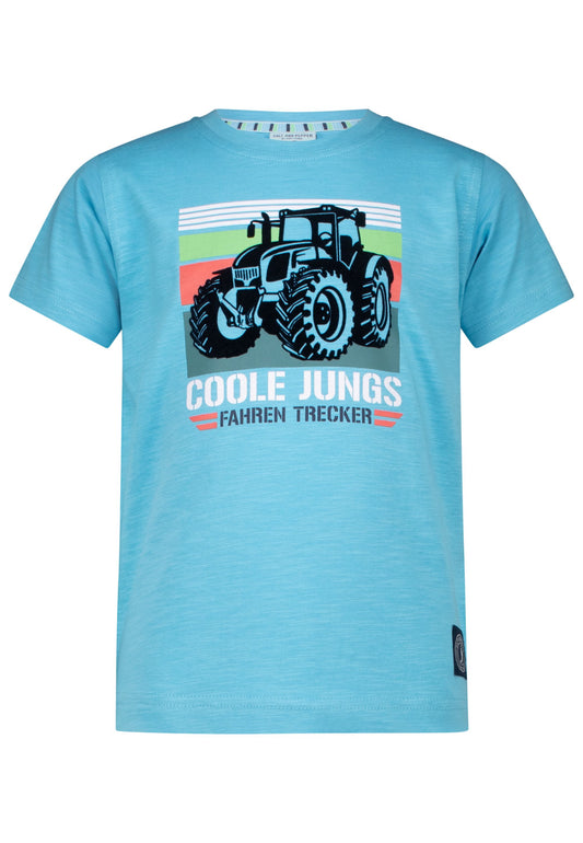 Salt and Pepper T-Shirt Traktor Flockprint scuba blue - Musterteil