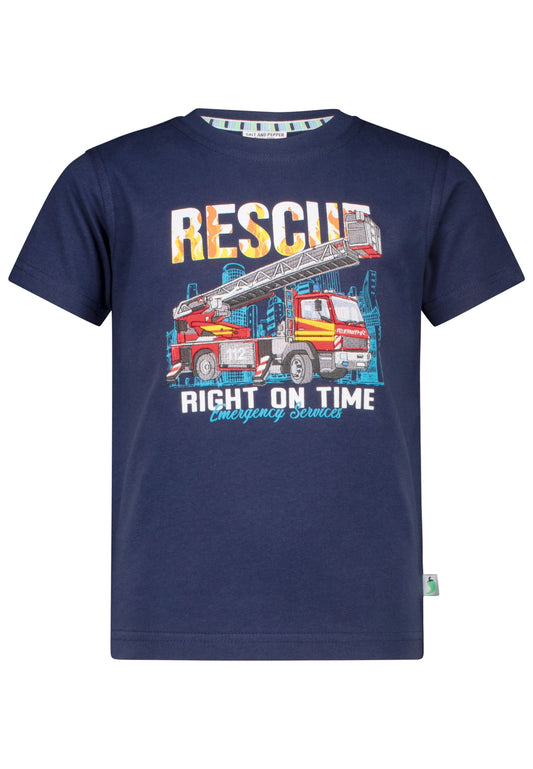 Salt and Pepper T-Shirt Feuerwehr Rescue (Rückenprint) true navy - Musterteil
